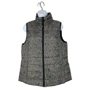Rafaella Sport Herringbone Puffer Vest With Stand Collar & Zip Closure Medium